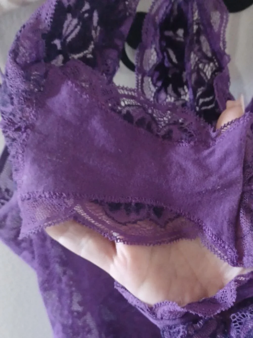 NEW Victoria Secret Purple Lace w/Panties Mesh Tank Stretch Nightie Strap L